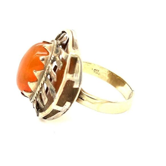 Estate Ladies 14k Gold Orange Gemstone Ring - Picture 5 of 13